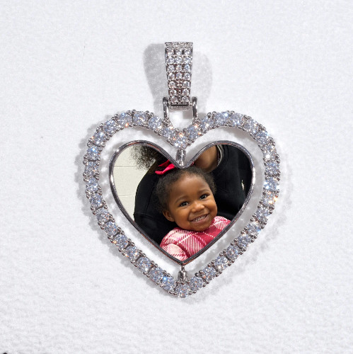 3D Spinning 2-Faced Heart Custom Picture Pendant