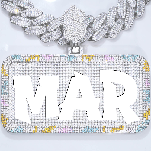 CUSTOM LETTER NECKLACE 3D COLORFUL SQUARE