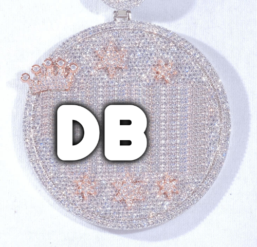 CUSTOM LETTER NECKLACE 3D BIG CROWN DISC