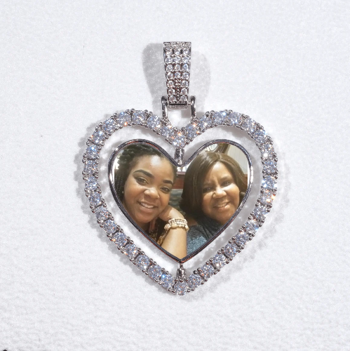 3D Spinning 2-Faced Heart Custom Picture Pendant