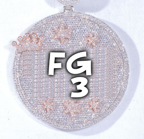 CUSTOM LETTER NECKLACE 3D BIG CROWN DISC