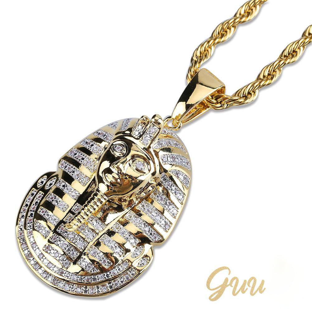 25mm Egyptian Pharaoh Head  Hip Hop Cubic Zirconia Pendant # Rapper Chain - The GUU Shop