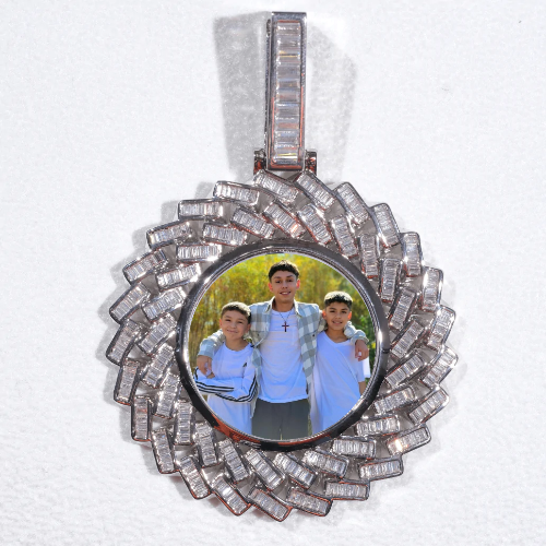Large 3D Baguette Custom Picture Pendant