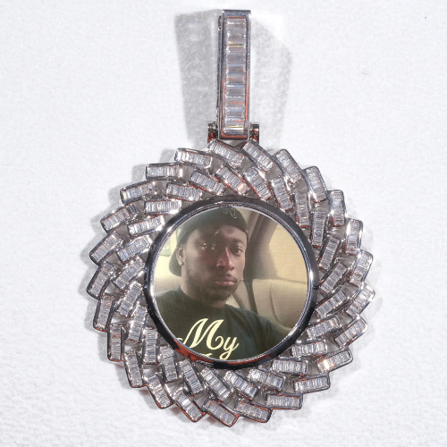 Large 3D Baguette Custom Picture Pendant