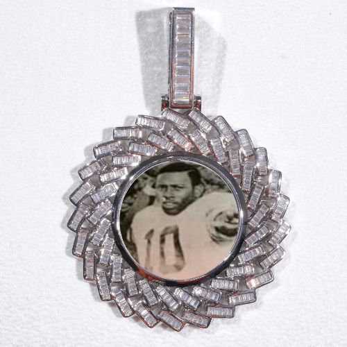 Large 3D Baguette Custom Picture Pendant