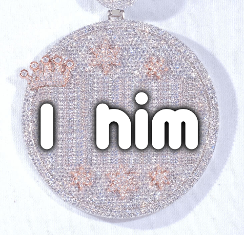 CUSTOM LETTER NECKLACE 3D BIG CROWN DISC