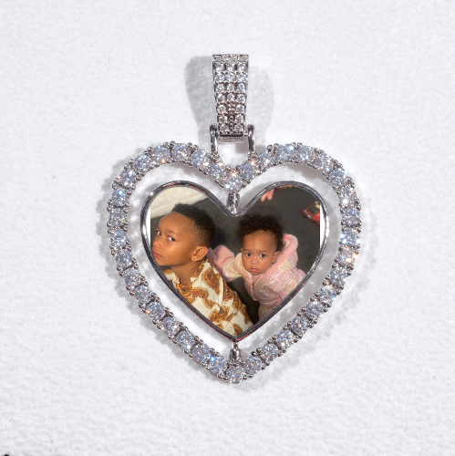 3D Spinning 2-Faced Heart Custom Picture Pendant