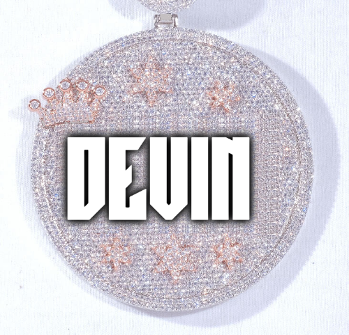 CUSTOM LETTER NECKLACE 3D BIG CROWN DISC