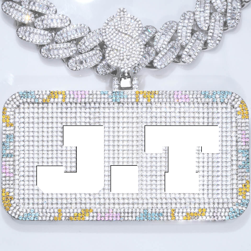 CUSTOM LETTER NECKLACE 3D COLORFUL SQUARE