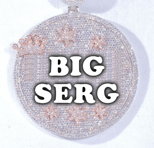 CUSTOM LETTER NECKLACE 3D BIG CROWN DISC