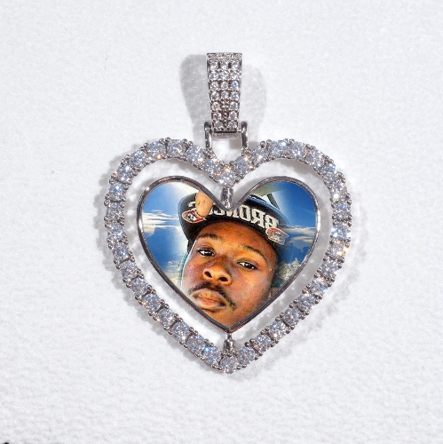 3D Spinning 2-Faced Heart Custom Picture Pendant