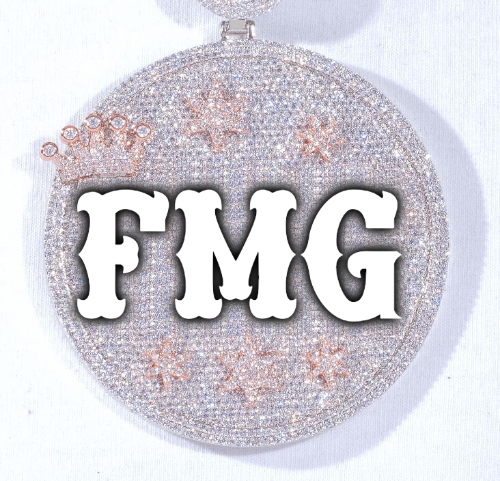 CUSTOM LETTER NECKLACE 3D BIG CROWN DISC