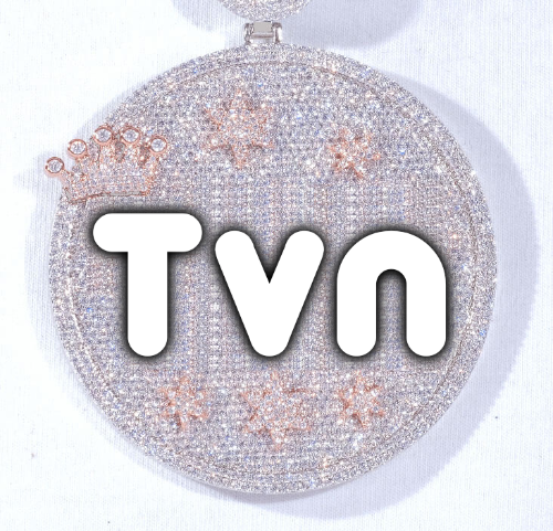 CUSTOM LETTER NECKLACE 3D BIG CROWN DISC