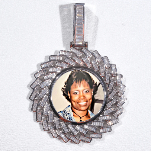 Large 3D Baguette Custom Picture Pendant