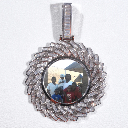 Large 3D Baguette Custom Picture Pendant