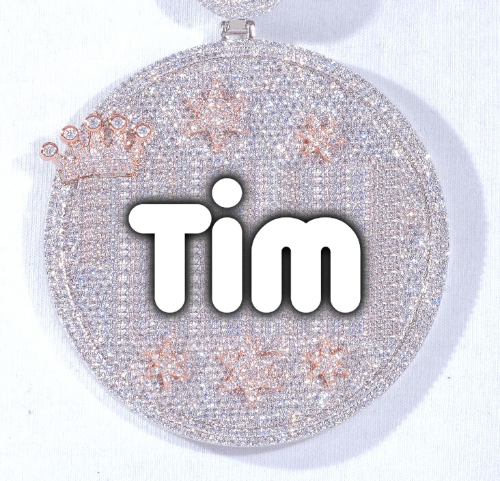 CUSTOM LETTER NECKLACE 3D BIG CROWN DISC