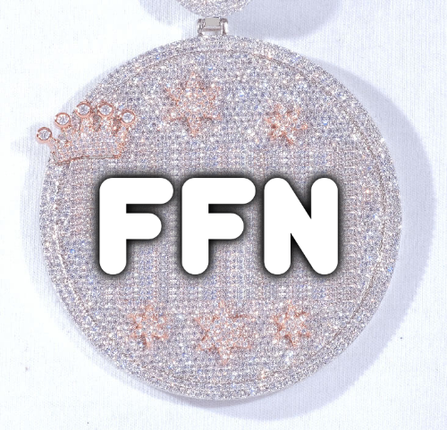 CUSTOM LETTER NECKLACE 3D BIG CROWN DISC