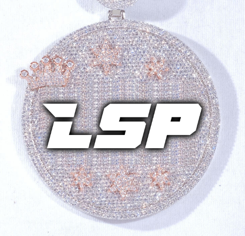 CUSTOM LETTER NECKLACE 3D BIG CROWN DISC