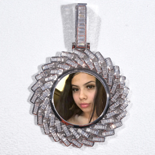 Large 3D Baguette Custom Picture Pendant