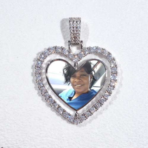 3D Spinning 2-Faced Heart Custom Picture Pendant