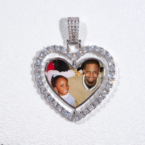 3D Spinning 2-Faced Heart Custom Picture Pendant