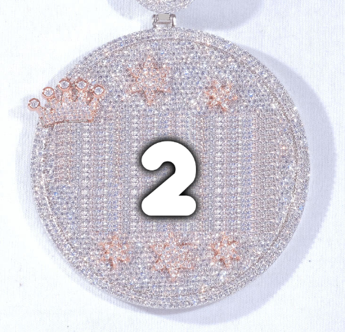 CUSTOM LETTER NECKLACE 3D BIG CROWN DISC
