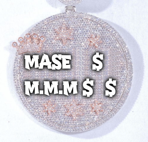 CUSTOM LETTER NECKLACE 3D BIG CROWN DISC