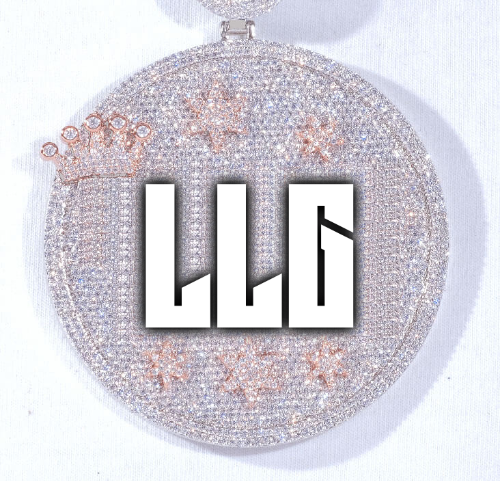 CUSTOM LETTER NECKLACE 3D BIG CROWN DISC