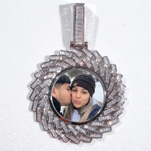 Large 3D Baguette Custom Picture Pendant