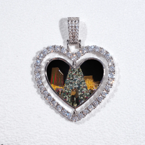 3D Spinning 2-Faced Heart Custom Picture Pendant