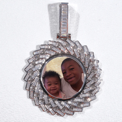 Large 3D Baguette Custom Picture Pendant