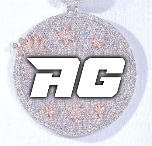 CUSTOM LETTER NECKLACE 3D BIG CROWN DISC