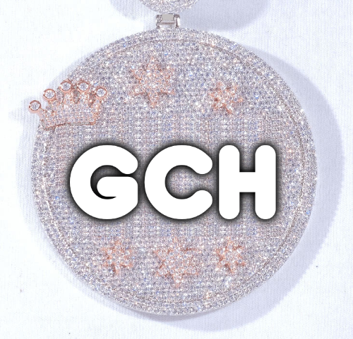 CUSTOM LETTER NECKLACE 3D BIG CROWN DISC