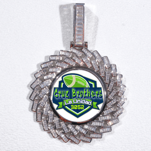 Large 3D Baguette Custom Picture Pendant