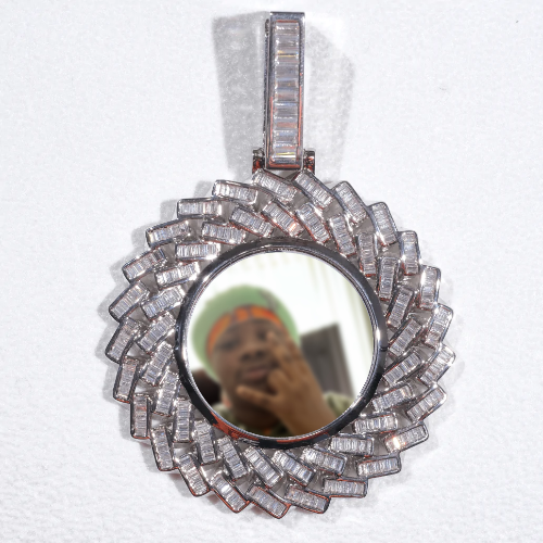 Large 3D Baguette Custom Picture Pendant