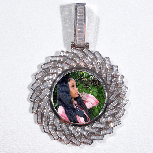 Large 3D Baguette Custom Picture Pendant