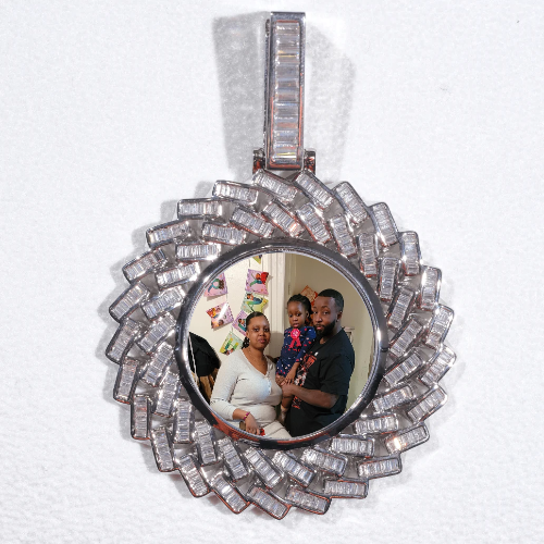 Large 3D Baguette Custom Picture Pendant