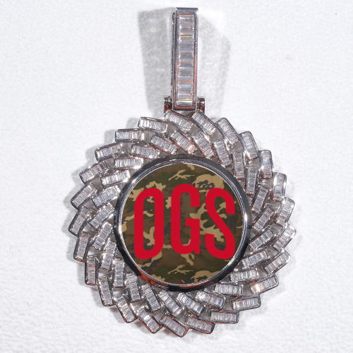 Large 3D Baguette Custom Picture Pendant