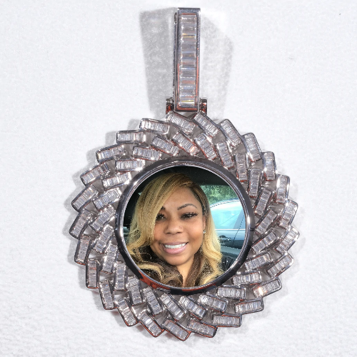 Large 3D Baguette Custom Picture Pendant
