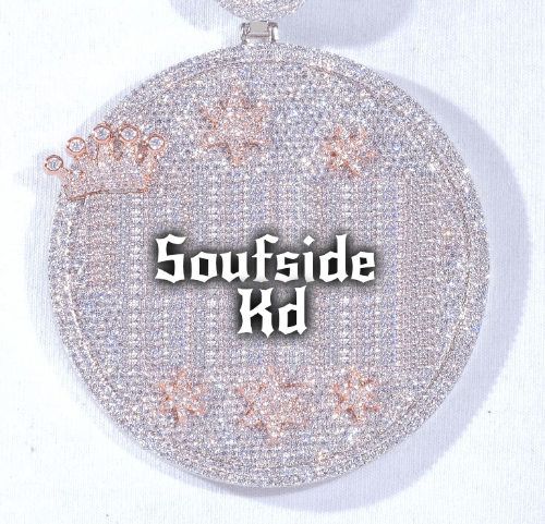 CUSTOM LETTER NECKLACE 3D BIG CROWN DISC