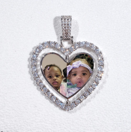 3D Spinning 2-Faced Heart Custom Picture Pendant