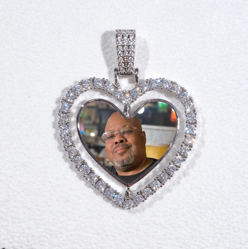 3D Spinning 2-Faced Heart Custom Picture Pendant