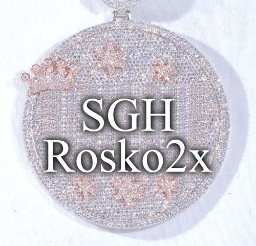 CUSTOM LETTER NECKLACE 3D BIG CROWN DISC