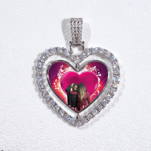 3D Spinning 2-Faced Heart Custom Picture Pendant