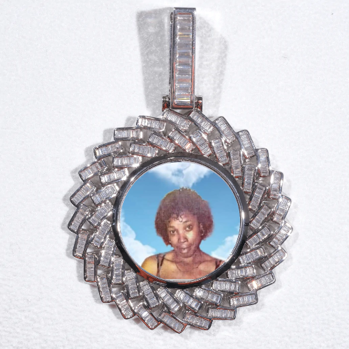 Large 3D Baguette Custom Picture Pendant