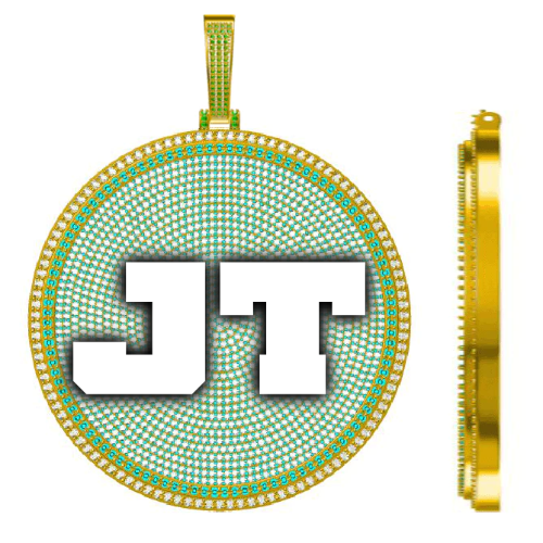 CUSTOM LETTER NECKLACE 3D BIG DISC