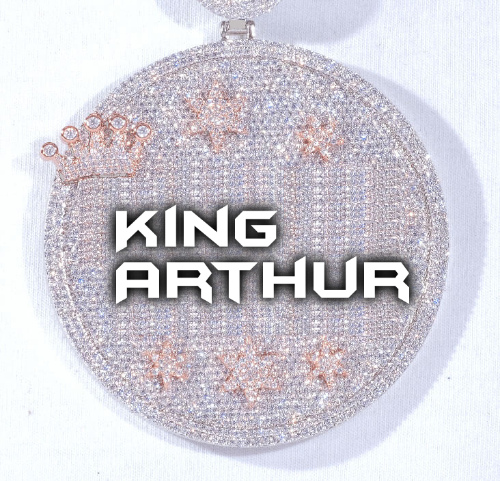 CUSTOM LETTER NECKLACE 3D BIG CROWN DISC