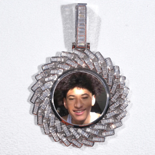Large 3D Baguette Custom Picture Pendant