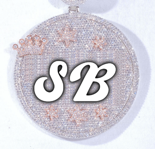 CUSTOM LETTER NECKLACE 3D BIG CROWN DISC