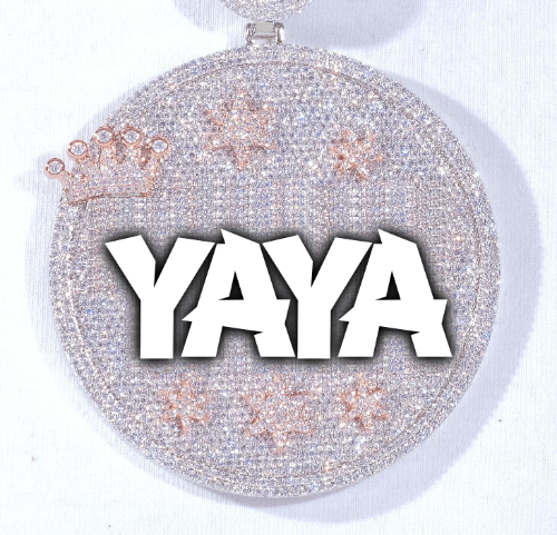 CUSTOM LETTER NECKLACE 3D BIG CROWN DISC